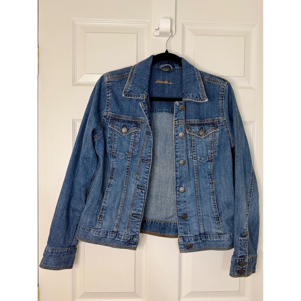 Eddie Bauer Denim Jacket Women S Blue Excellent Classic Trucker Medium Wash
